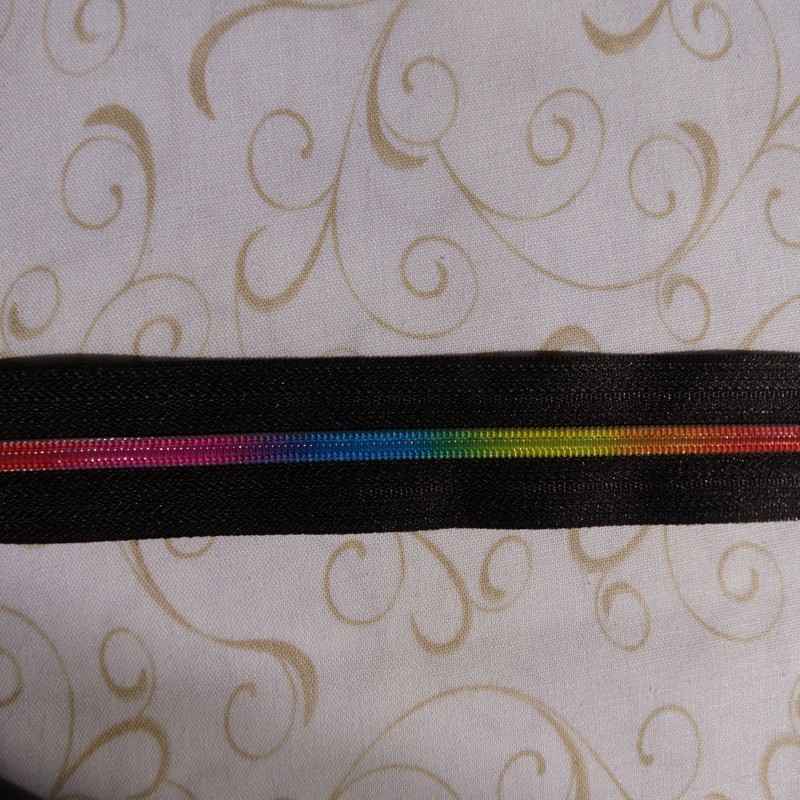 Zip spirálový 3 mm duhový bílý